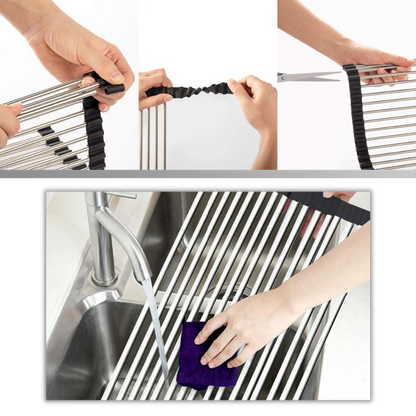 Roll-up Stainless Steel Rack for Dishes and Produce