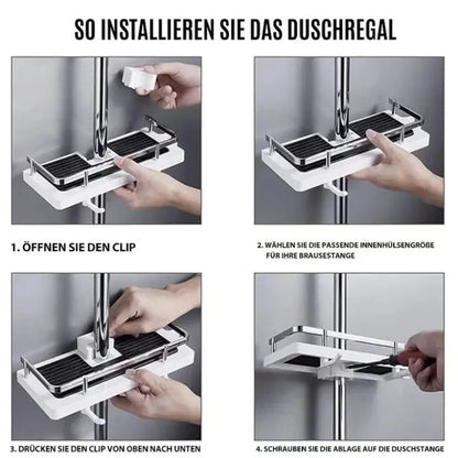 BowLift | Rust-resistant shower shelf - adjustable, drill-free installation