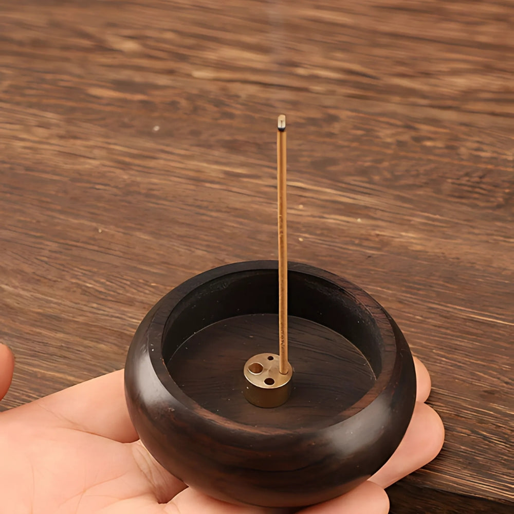 Skanto | Round Solid Wood Incense Stick Holder