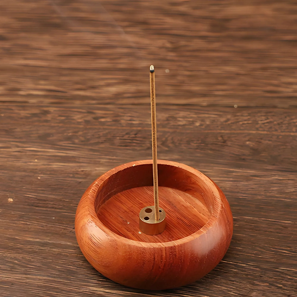 Skanto | Round Solid Wood Incense Stick Holder