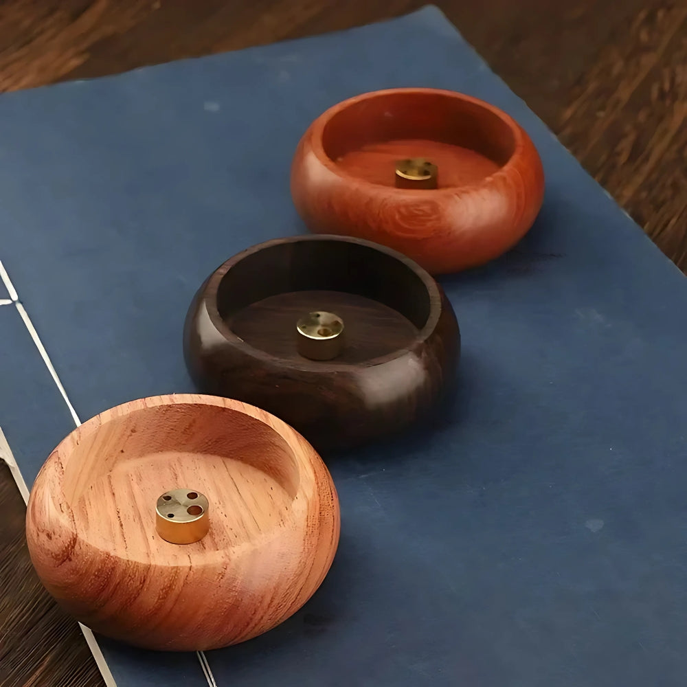 Skanto | Round Solid Wood Incense Stick Holder