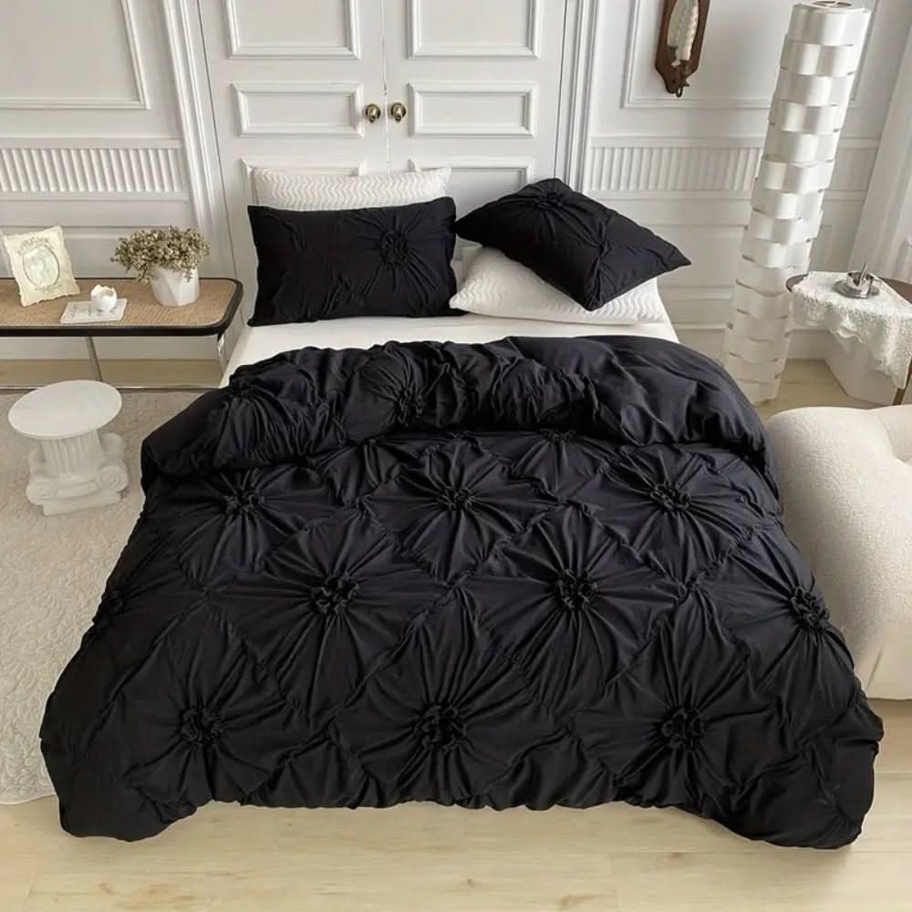 Skanto | Elegant Ruffle Flower Duvet Cover Set Made of Microfiber