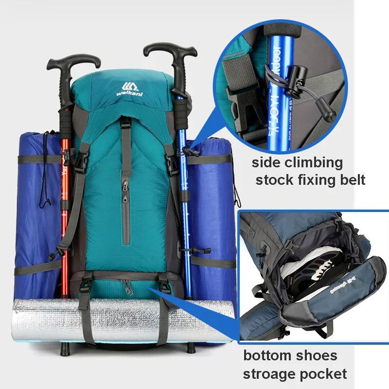 Alpivento 70L Trekking Backpack with Rain Cover | Skanto