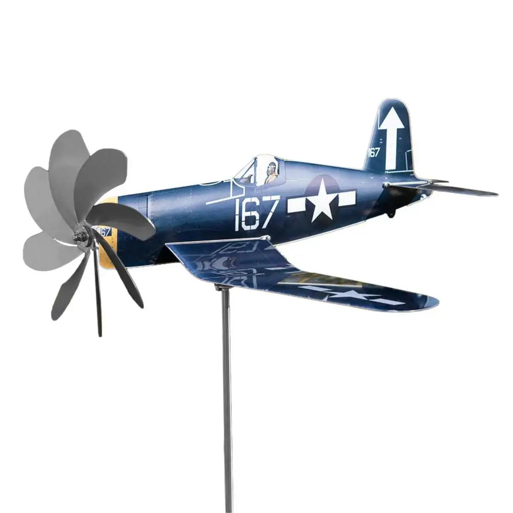 BowLift | Wind Spinner AeroTwist | Airplane Garden Windmill made of Stainless Steel | Weatherproof & rotating in the wind | For Garden, Terrace & Balcony