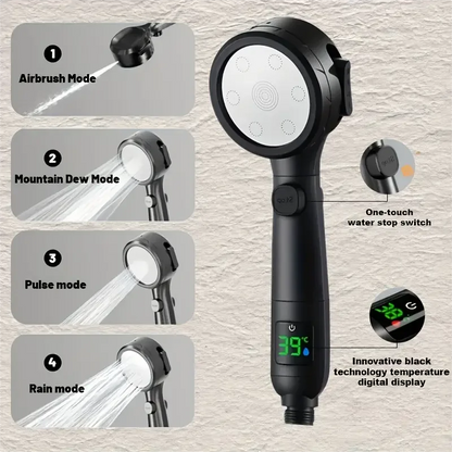 LED Showerhead with Digital Temperature Display | High Pressure & Water Saving Bowlift