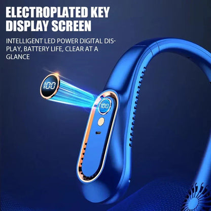Portable Mini Bladeless Neck Fan with Digital Display - USB Rechargeable Neck Air Cooler, Hands-Free Cooling Experience | Karnz