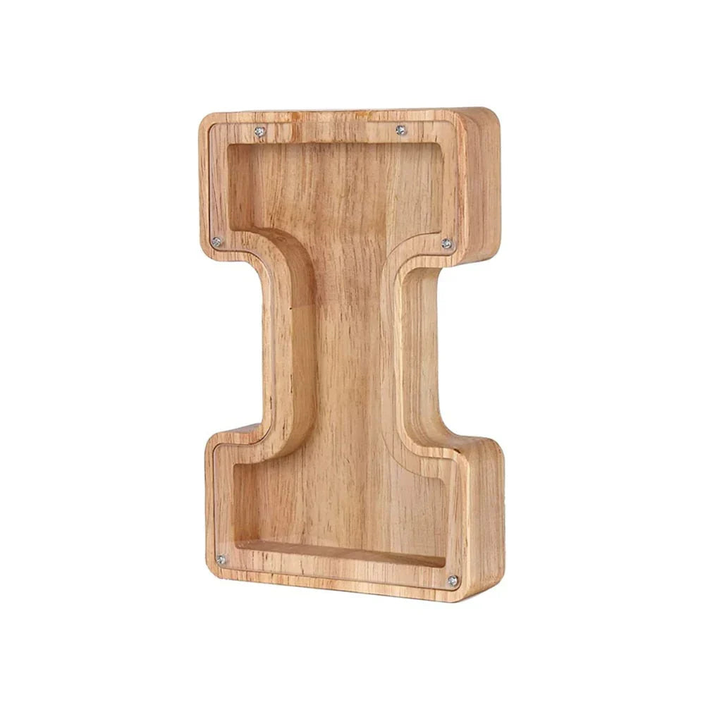 Skanto | Wooden Alphabet Piggy Bank with Transparent Window for Stylish Saving