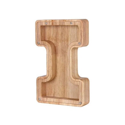Skanto | Wooden Alphabet Piggy Bank with Transparent Window for Stylish Saving