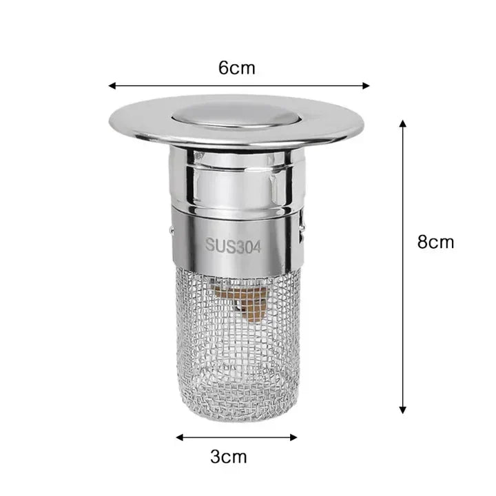 Stainless Steel Drain Filter with Hair Catcher – Stainless Steel Strainer for Kitchen and Bathroom, Clog-Free | Brehn
