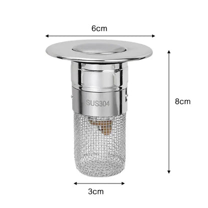 Stainless Steel Drain Filter with Hair Catcher – Stainless Steel Strainer for Kitchen and Bathroom, Clog-Free | Brehn
