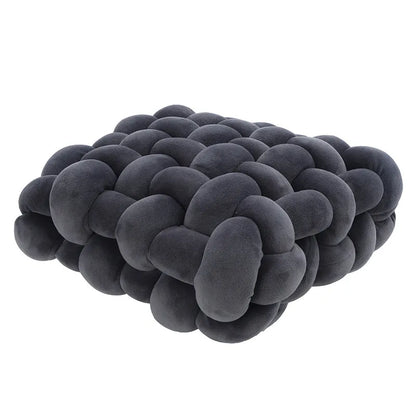Skanto | Living Room Soft Plush Knot Pillow Sofa Cushion Solid Color Square Handmade Home Throw Pillow Square Woven Seat Cushion Pillow