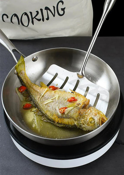 Skanto | Professional Frying Pan - 304 Stainless Steel, 2MM thick 5-layer Steel Pan & Pot