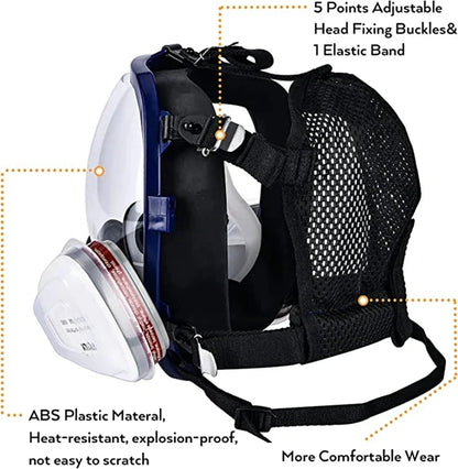 BowLift | Full Face Respirator Mask with Anti-Fog Lens and Industrial Gas Filters