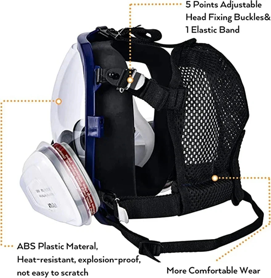 Skanto | Full Face Respirator Mask with Anti-Fog Lens and Industrial Gas Filters