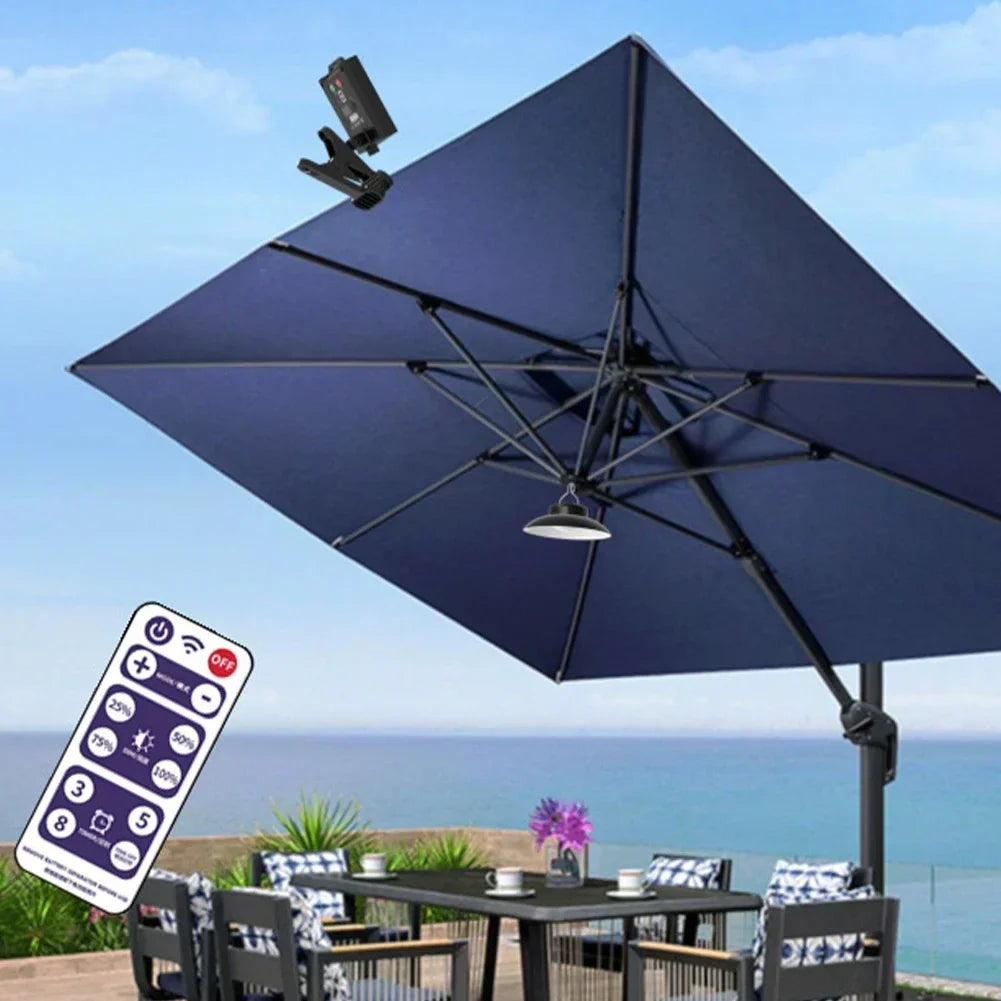 BowLift | SunGlow Umbrella Light | Solar & USB Operation | 3 Light Modes | For Garden & Terrace