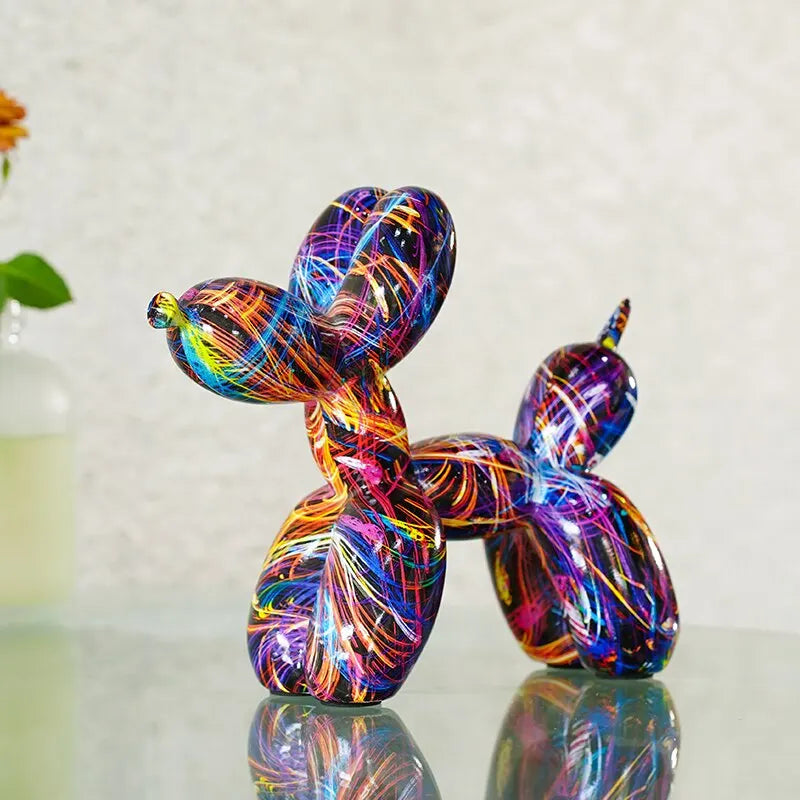 Colorful Balloon Dog Figures Artistic Graffiti Statues for Living Room Coffee Table Cute Trendy Jewelry for Desk Decoration | Skanto