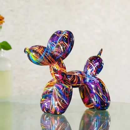 Colorful Balloon Dog Figures Artistic Graffiti Statues for Living Room Coffee Table Cute Trendy Jewelry for Desk Decoration | Skanto