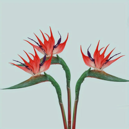 BowLift | Floriva 3 Piece Set Artificial Strelitzias | Bird of Paradise Flowers | 24.5 cm Long Stems | Decoration for Home, Office & Events