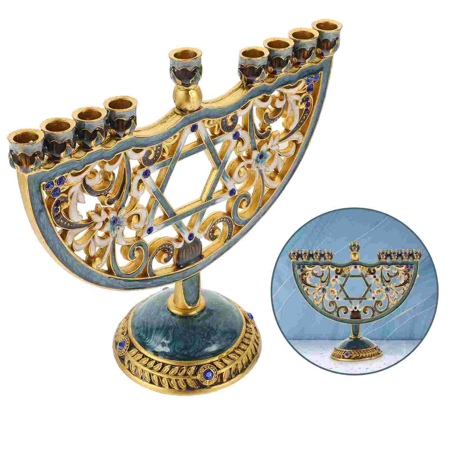 Skanto | Auriona Menorah Candlestick | Chanukah Candlestick & Table Decoration | Wedding & Holiday Decoration | Luxurious Elegance