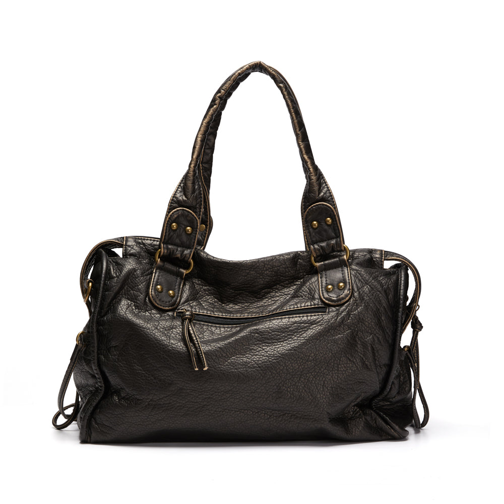 Luxury black leather handbag