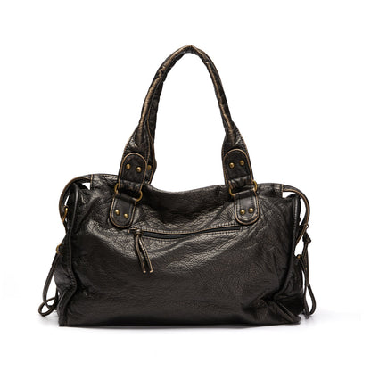 Luxury black leather handbag