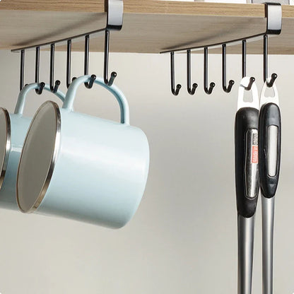Skanto | Black Kitchen Hook - No Marks or Nails, for Pot, Spatula & Utensil Storage - Kitchen Utensil Holder Shelf