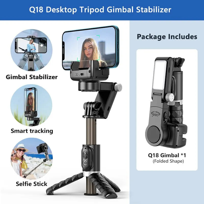 Skanto | 360 Rotation Gimbal Stabilizer Selfie Stick Tripod for iPhone