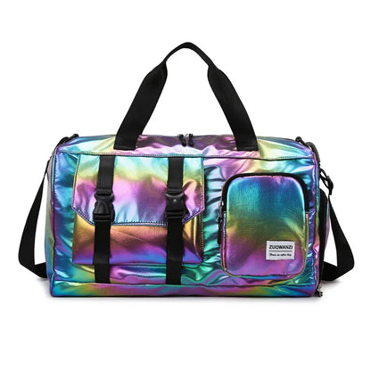 BowLift | Lumivista Holographic Travel Bag | Stylish Weekender Shoulder Bag with Shoe Compartment | Perfect for Weekend Trips & Short Journeys