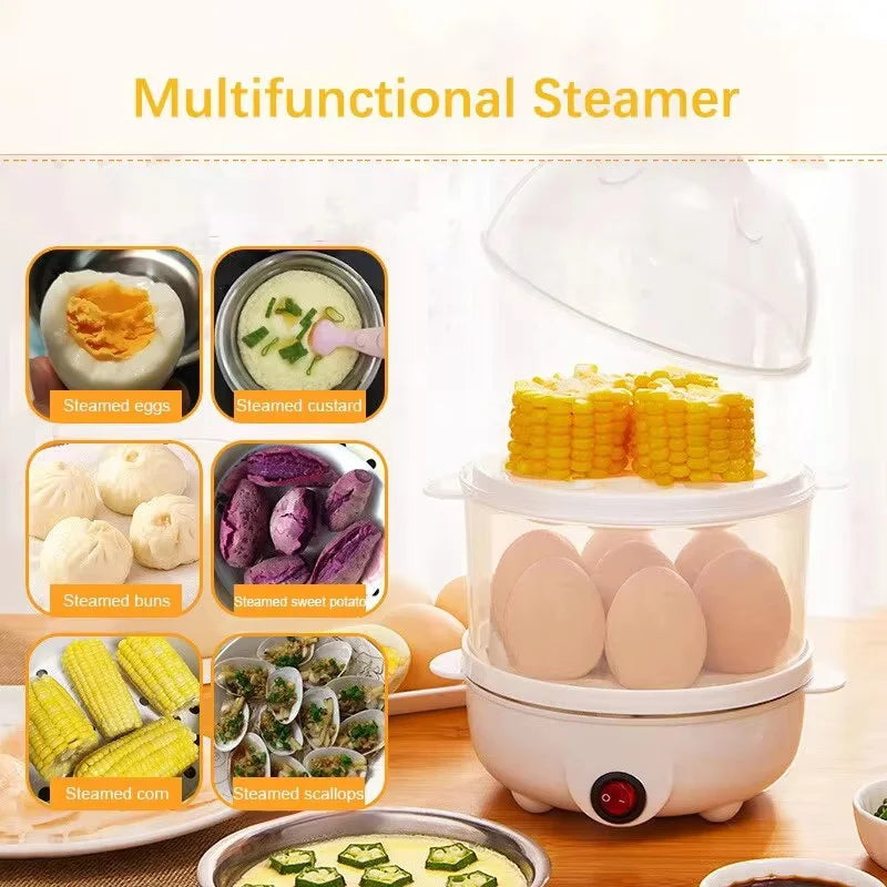 Skanto | 220V Multifunctional Electric Egg Cooker - Double Layer Egg Boiler and Mini Steamer for Kitchen Breakfast