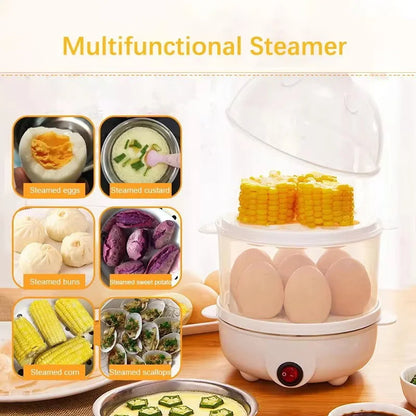 Skanto | 220V Multifunctional Electric Egg Cooker - Double Layer Egg Boiler and Mini Steamer for Kitchen Breakfast