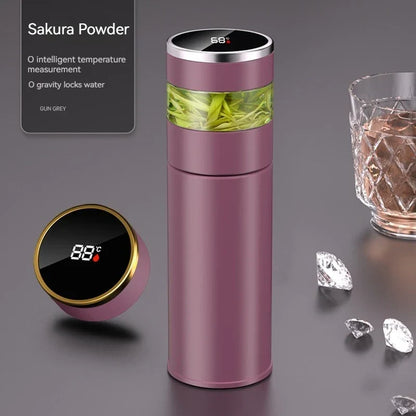 BowLift | ThermoBrew | Insulated bottle with LED temperature display & tea strainer | 450 ml | Stainless steel 304 | Black