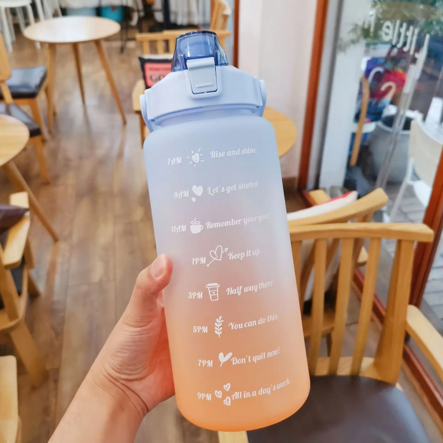 BowLift | Outdoor 68oz Large Capacity Leakproof Water Bottle with Straw and Time Marker