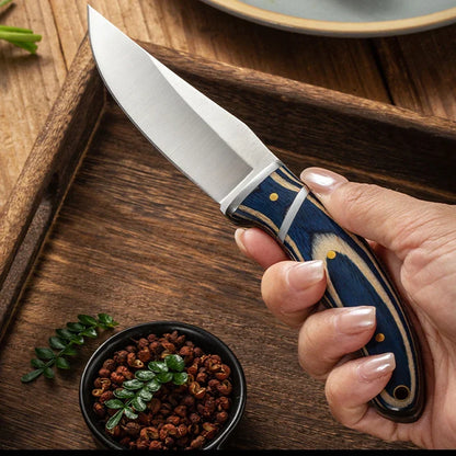 Skanto | 7.5-inch All-Purpose Knife – Stainless Steel with Colored Wooden Handle – Ideal for Home Kitchen, Outdoor Camping, and Grilling