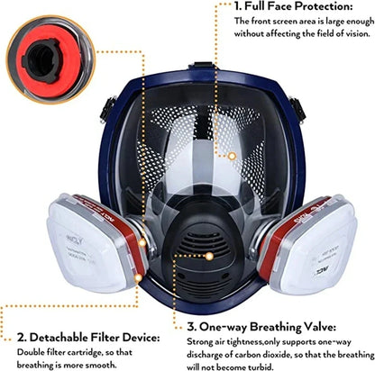 Skanto | Full Face Respirator Mask with Anti-Fog Lens and Industrial Gas Filters