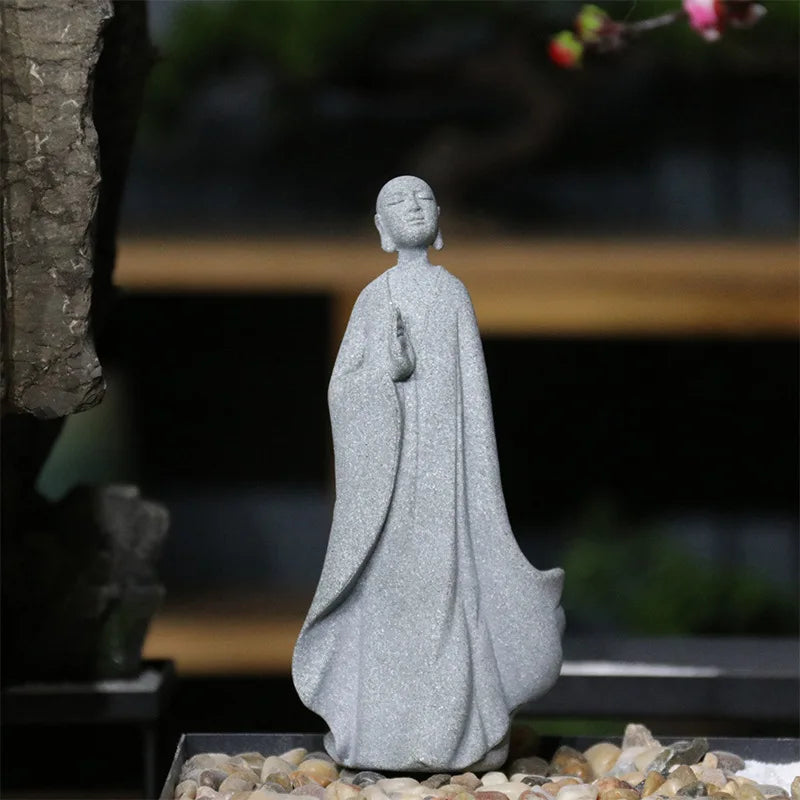 Skanto Skanto | Small Buddha Stone Statue Buddhist Monk Tibetan Buddhism Figures Zen Garden Ornament Meditation Home Aquarium Decoration