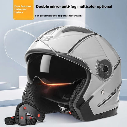 Skanto | Retro 3/4 Open-Face Motorcycle Helmet with Dual Visor – AeroRide