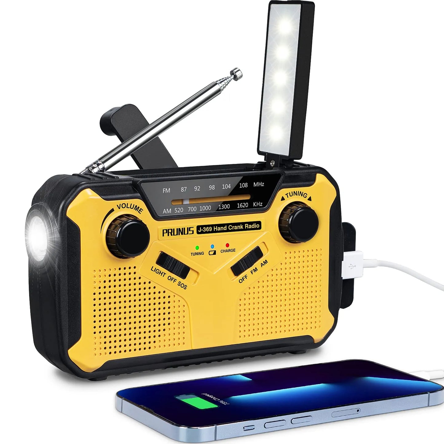 Skanto | Emergency Radio with Crank and Solar - Portable Dynamo Radio with Power Bank and LED Flashlight