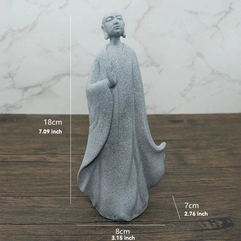 Skanto Skanto | Small Buddha Stone Statue Buddhist Monk Tibetan Buddhism Figures Zen Garden Ornament Meditation Home Aquarium Decoration