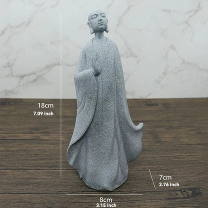 Skanto Skanto | Small Buddha Stone Statue Buddhist Monk Tibetan Buddhism Figures Zen Garden Ornament Meditation Home Aquarium Decoration