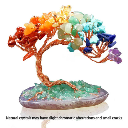 Skanto | AuroraTree Crystal Tree | Natural Gemstones | Agate Base & Copper Wire | Feng Shui Lucky Tree 10 cm