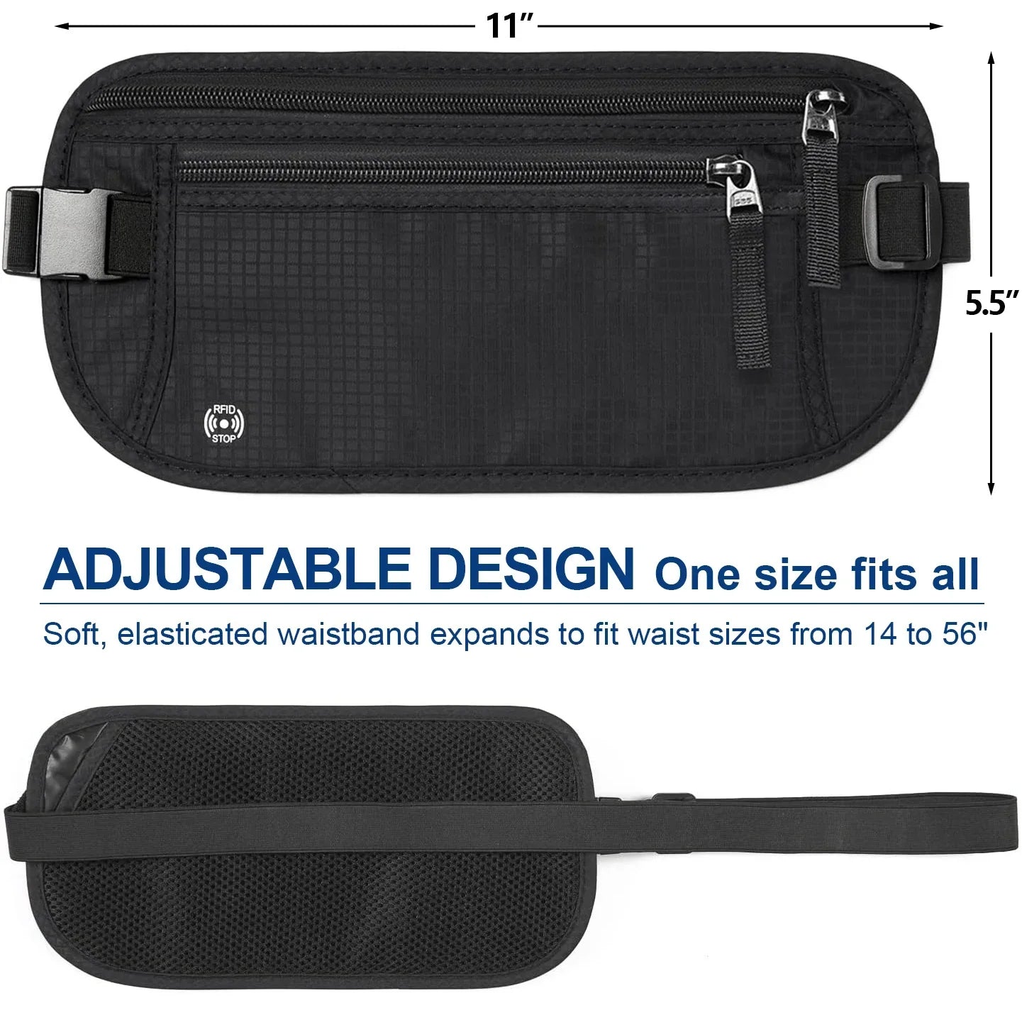 Skanto | SafeTraveler Waist Bag | RFID Protection | Hidden Security Pocket | For Men & Women