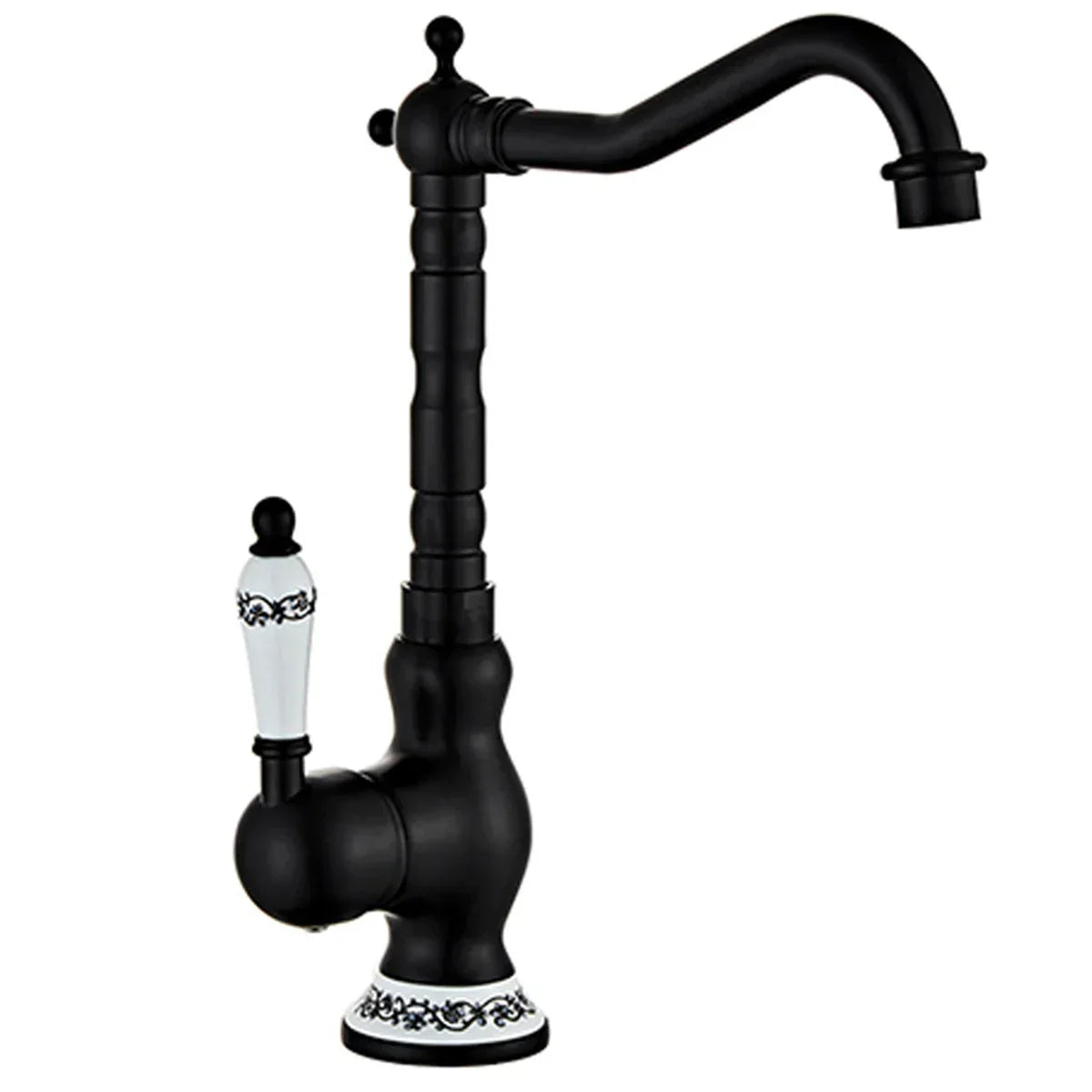 Kitchen faucet made of antique brass with ceramic handle - 360° swivel | Traditional design Bowlift