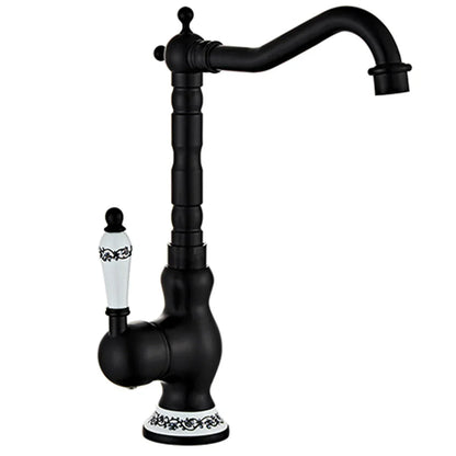 Kitchen faucet made of antique brass with ceramic handle - 360° swivel | Traditional design Bowlift