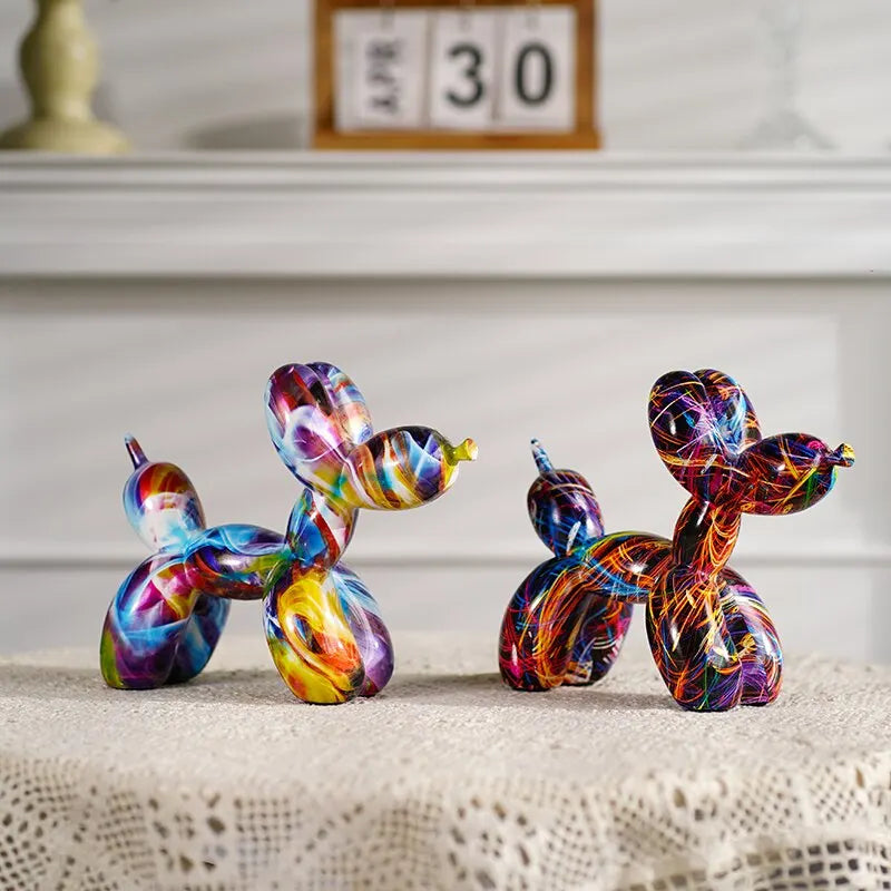 Colorful Balloon Dog Figures Artistic Graffiti Statues for Living Room Coffee Table Cute Trendy Jewelry for Desk Decoration | Skanto
