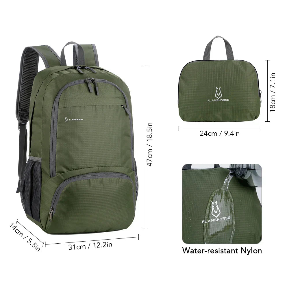 BowLift | TrekVita Foldable Backpack | Ultralight & Waterproof | 31×14×47 cm | Outdoor & Travel Backpack for Men & Women