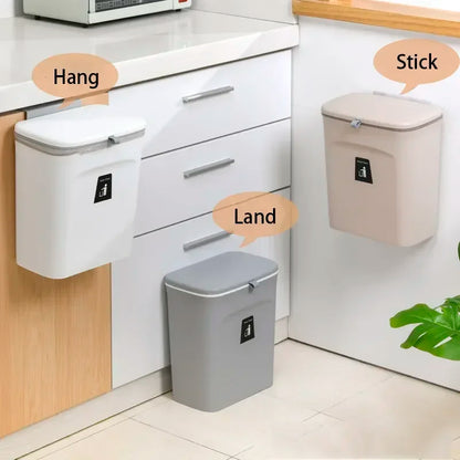 Skanto | Wall-Mounted Kitchen and Bathroom Trash Can with Lid - Available in 7L and 9L Sizes, Ideal for Storage and Waste Management