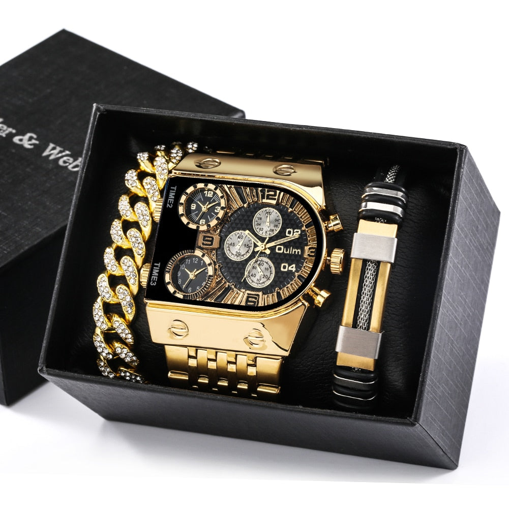 BowLift | Big Dial Watch Quartz Business Men Gift Set