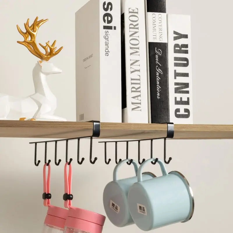 Skanto | Black Kitchen Hook - No Marks or Nails, for Pot, Spatula & Utensil Storage - Kitchen Utensil Holder Shelf