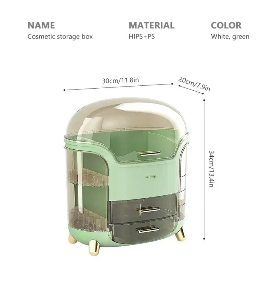 Luxury transparent Make-up Organizer with rotating doors and drawers | Brehn
