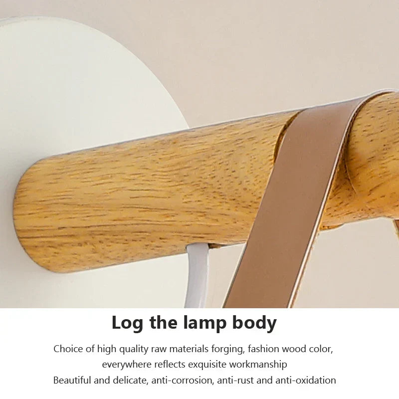 NordicGlow Light - Wooden LED Wall Lamp with Leather Detail Skanto